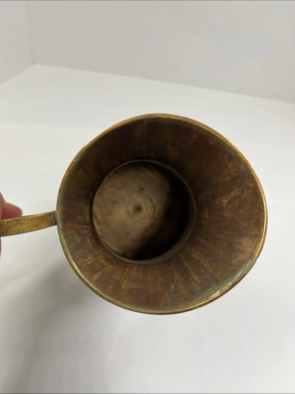 Brass-Tone Decorative Pitcher Vase - Rustic Copper Finish